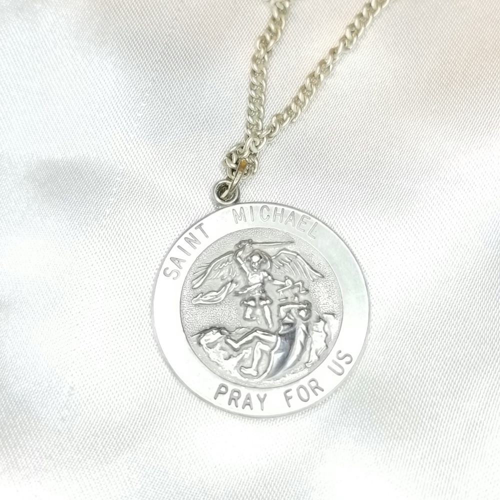 Sterling Silver Saint Michael Pendant with Chain